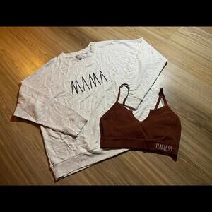Rae Dunn “Mama” Crewneck & “Fearless” Bralette Women’s Medlum